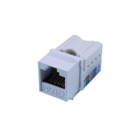 Cable Wholesale Slimline Cat6a Keystone Jack, White, RJ45 Female to 110 Punch Down 33X6-120WH